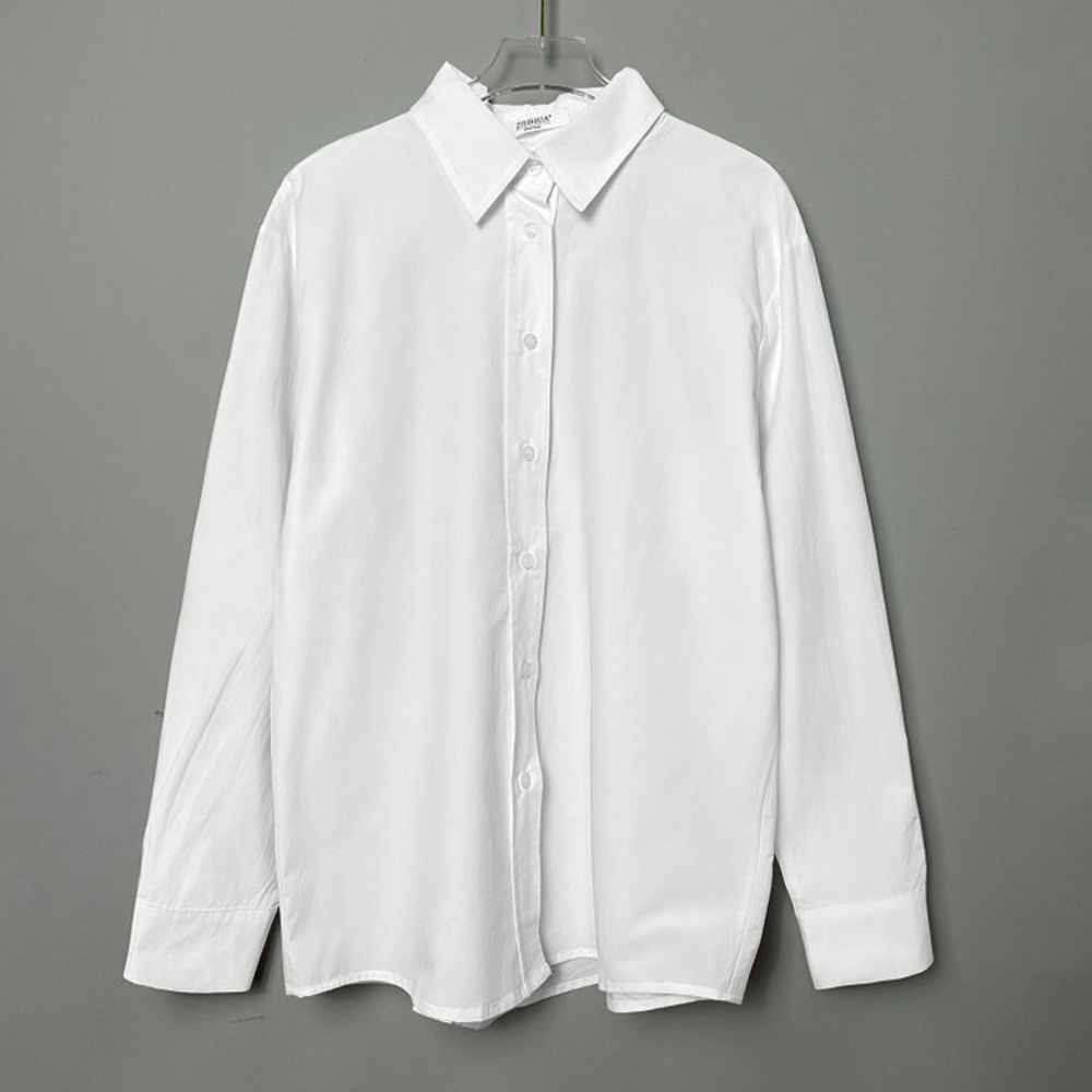 Áo Sơ Mi Nữ Tay Dài Dáng Rộng Cài Nút Màu Trơn Phong Cách Hàn Quốc Thời Trang Mới