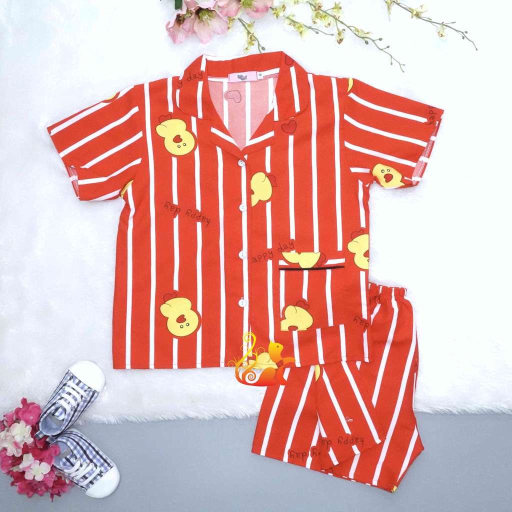 Đồ Bộ Mặc Nhà &quot;Vịt vàng sọc&quot; Pijama Kate Thái - Cho Bé 16kg - 38kg.