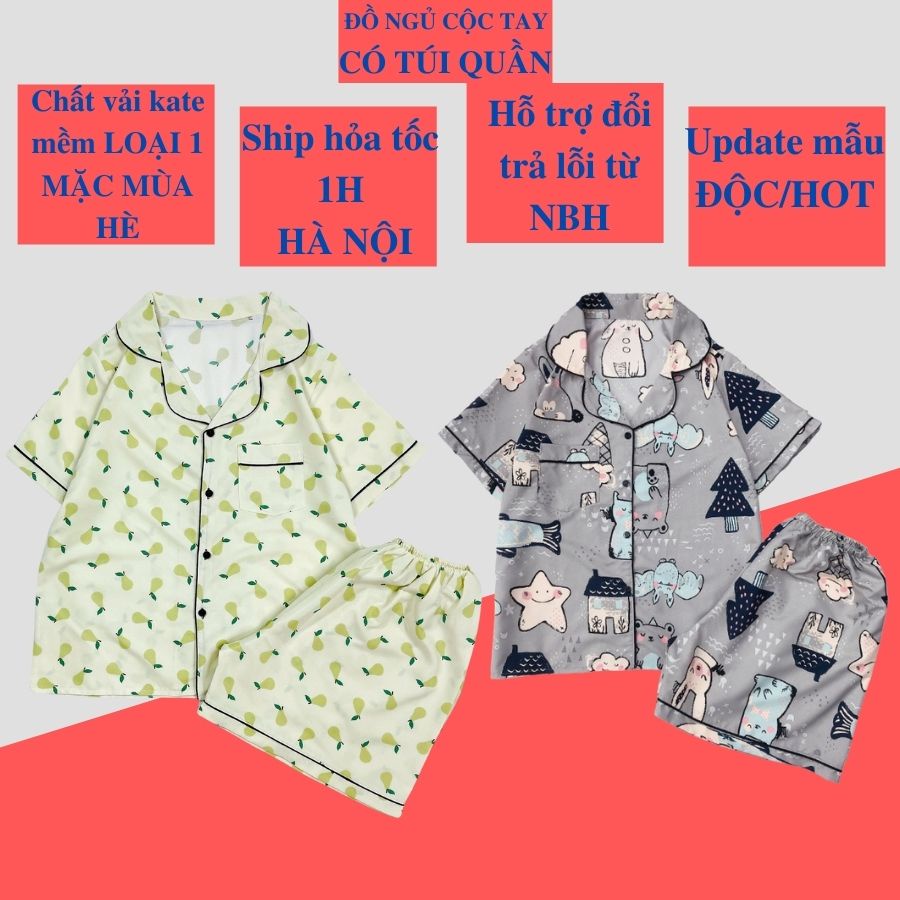 Đồ ngủ nữ pijama ngắn tay quần cộc loại 1, bộ mặc nhà mùa hè mềm mát- CĐ01