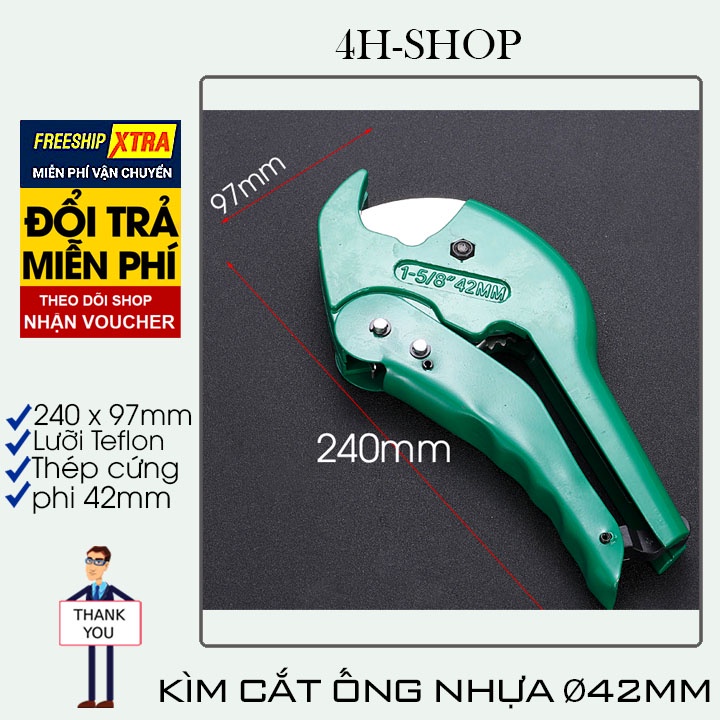 Kìm cắt ống nhựa phi 42 lưỡi mangan shito được chế tạo từ hợp kim thép chắc chắn, sắc bén, chống gỉ.