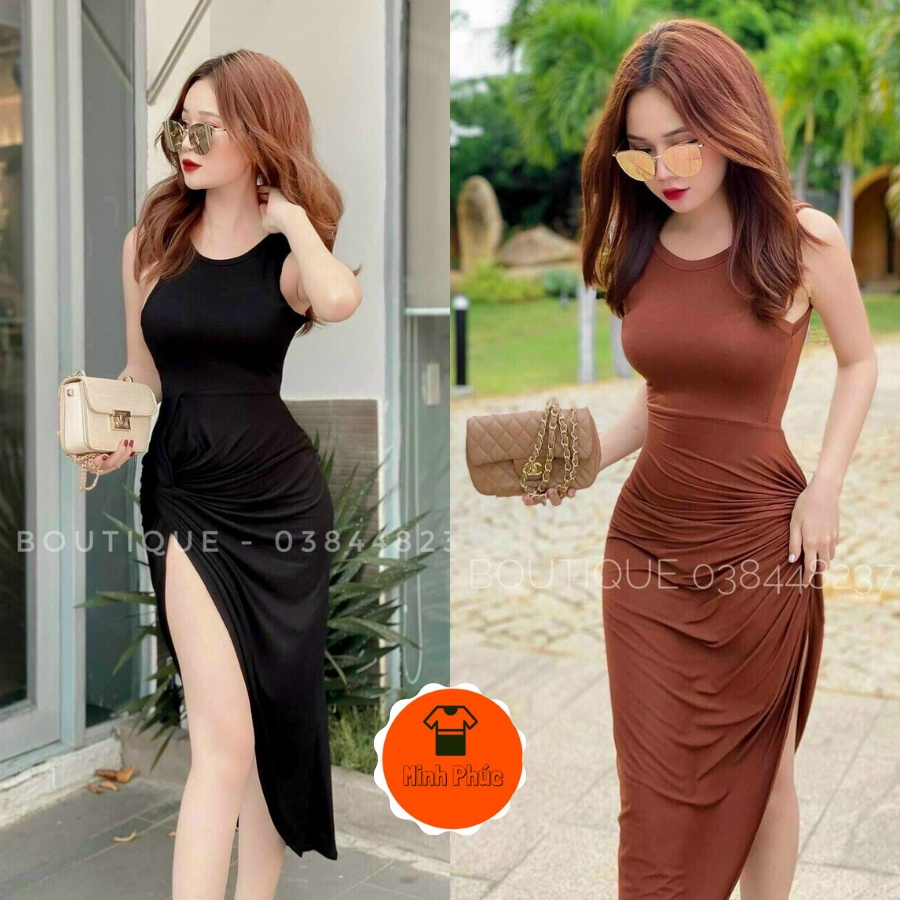 Đầm Body Sexy Tay Dài, Đầm Body Xẻ Tà Dáng Dài Maxi Sang Chảnh Siêu Xinh Thời Trang Nữ Minh Phúc