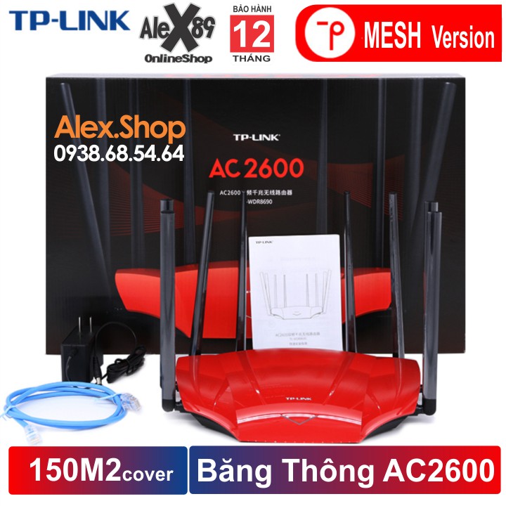 [MESH VERSION] TP-Link 2600M WDR8690 Thiết Bị Phát Wifi 8 Râu 150m2 1 thiết bị- BH 12T