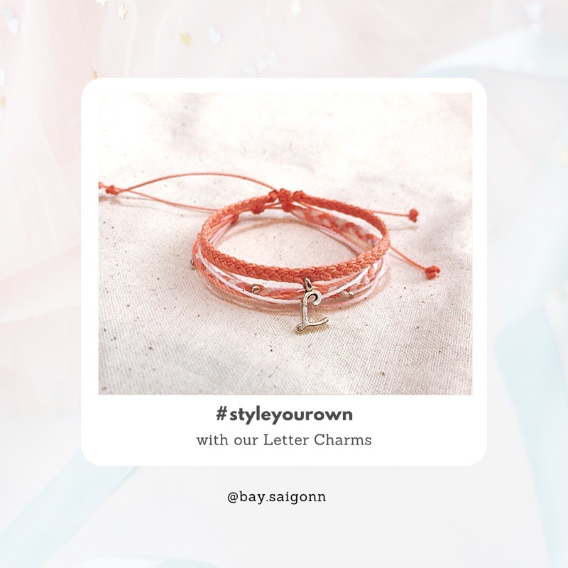 Set vòng pastel charm chữ cái