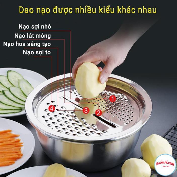 [FREE SHIP ⚡] Bộ rổ, chậu kèm nạo rau củ quả inox 3in1 cao cấp siêu tiện dụng