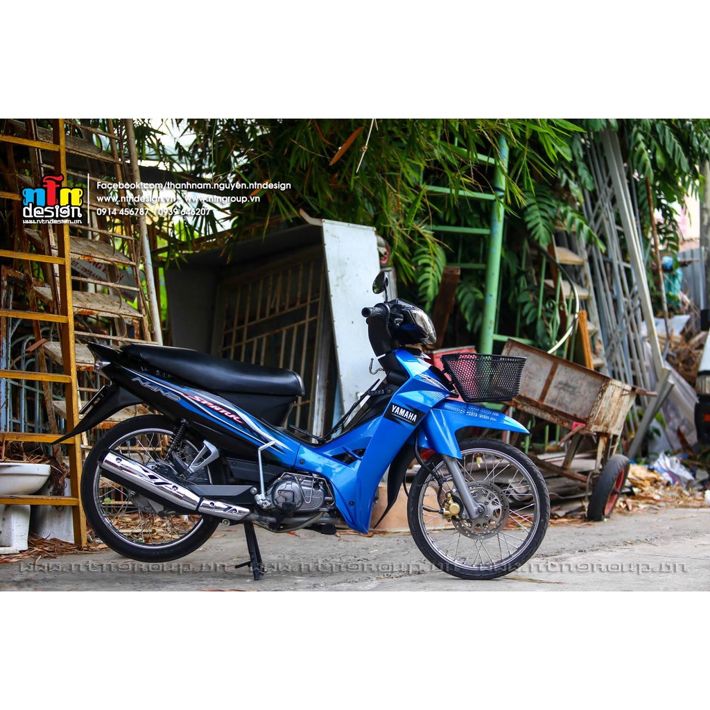 Tem Rời Dán Xe Sirius Mẫu Spark Nano Xanh Đen Trắng Cực Đẹp, Hàng 3 Lớp Chất Lượng Cao .Team Decal