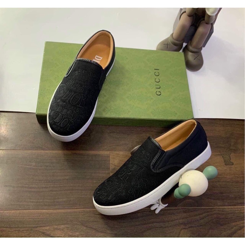 [ Fulll Boxx ]Giày Slipon Dior Thêu Vân Chìm đế Cao Su - Giày Slipon Nam | BigBuy360 - bigbuy360.vn