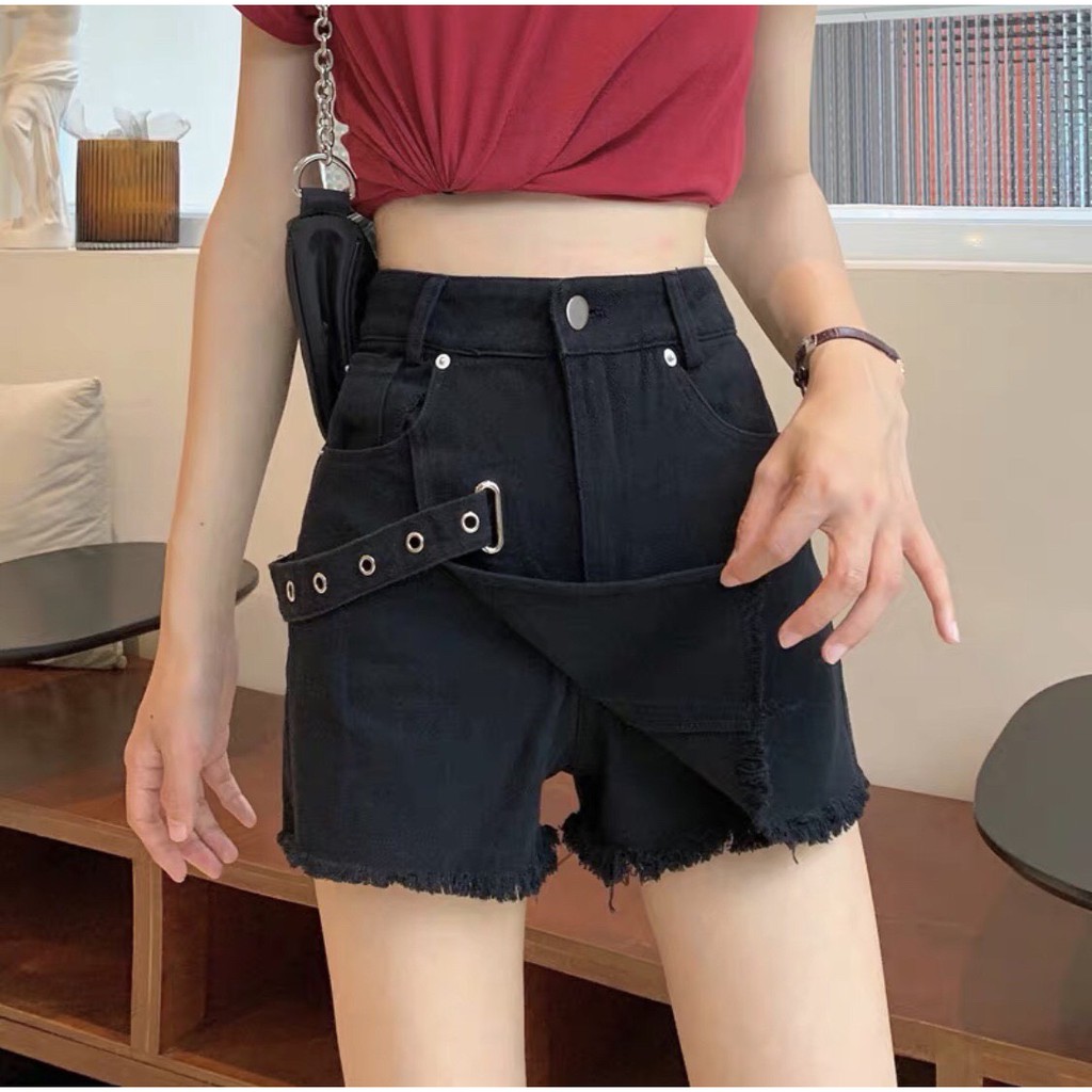 chân váy kèm khoen bên xinh ảnh thật chất kaki mềm