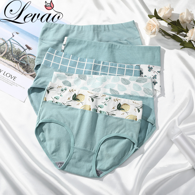 Quần Lót Cotton LEVAO Lưng Cao Không Đường May Size Rộng Dành Cho Nữ