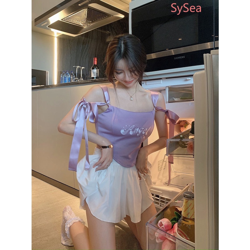 Áo Hai Dây Rút Dây Thêu Chữ Cái Thời Trang Mùa Hè