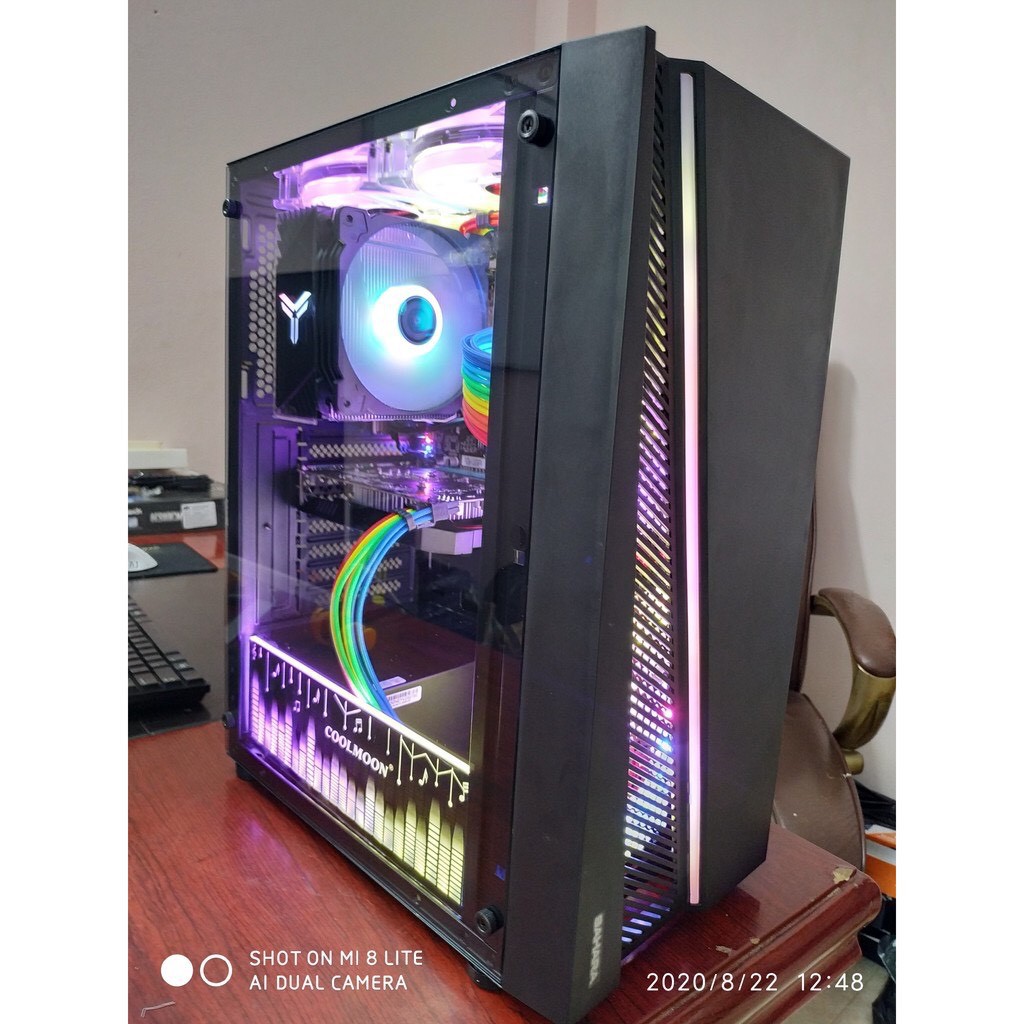 Bộ 3 fan led RGB trang trí case PC kèm giá đỡ vga và tấm chắn nguồn - Máy Tính Báo Hồng