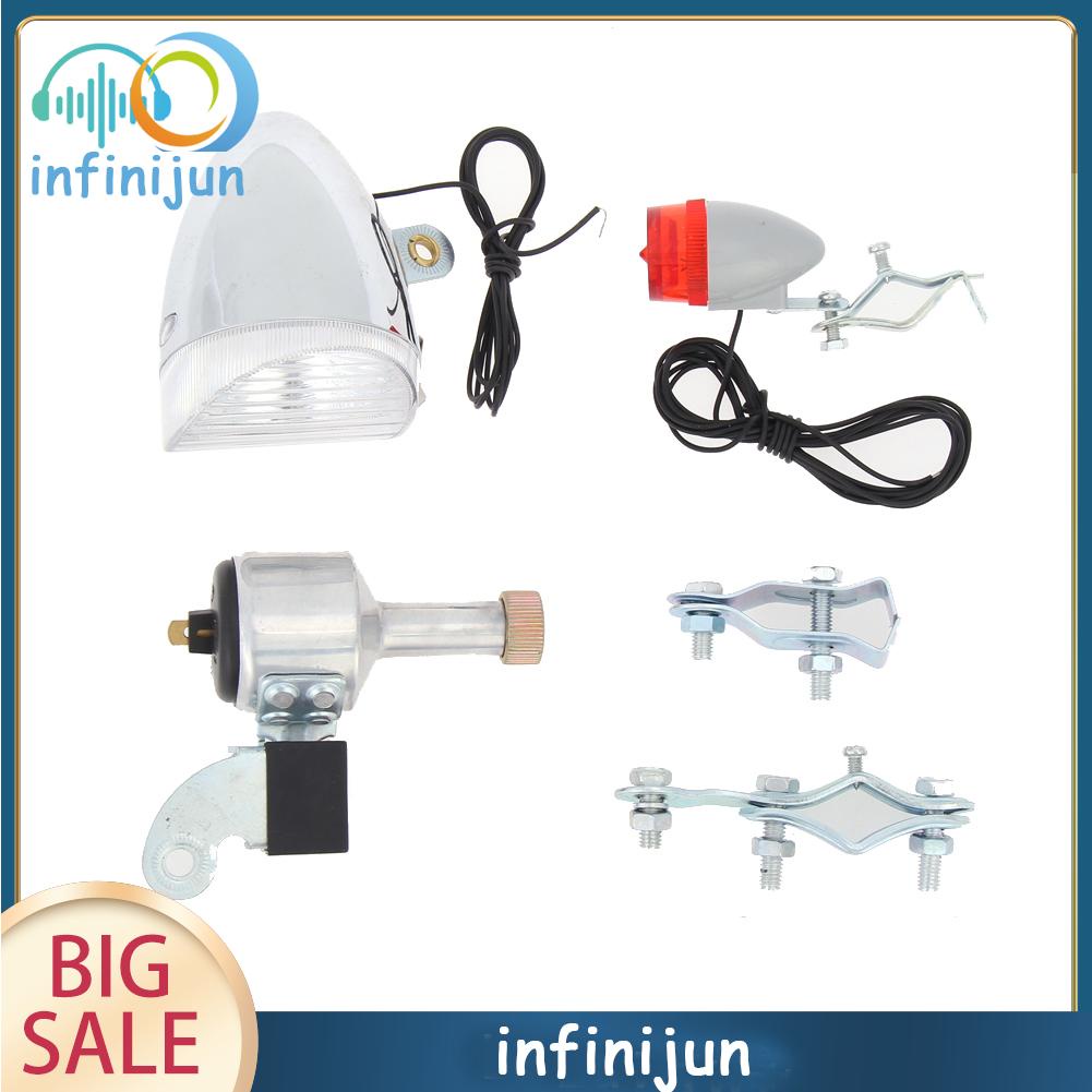 Bộ Đèn Dynamo Và Đèn Pha An Toàn Không Cần Pin Gắn Phía Sau Xe Đạp