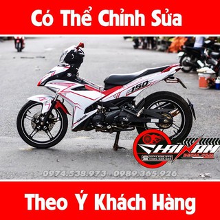 Tem trùm exciter 150 trắng chỉ đỏ