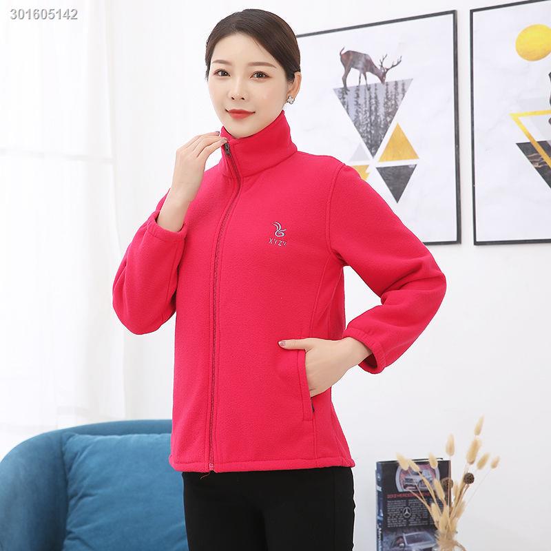 Spring and autumn new polar fleece middle-aged and elderly stitching jacket casual cardigan women s fleece warmth thickening women s jacket