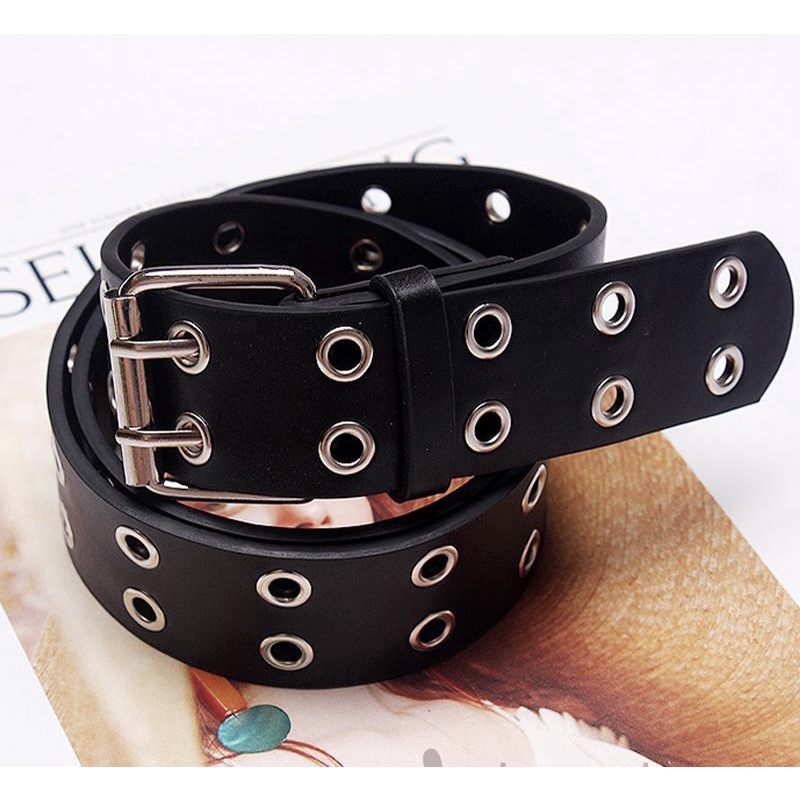Thắt lưng lỗ không kèm xích dành cho nữ, chain cá tính thắt lưng da dàng điều chỉnh cho nữ bề ngang 2cm
