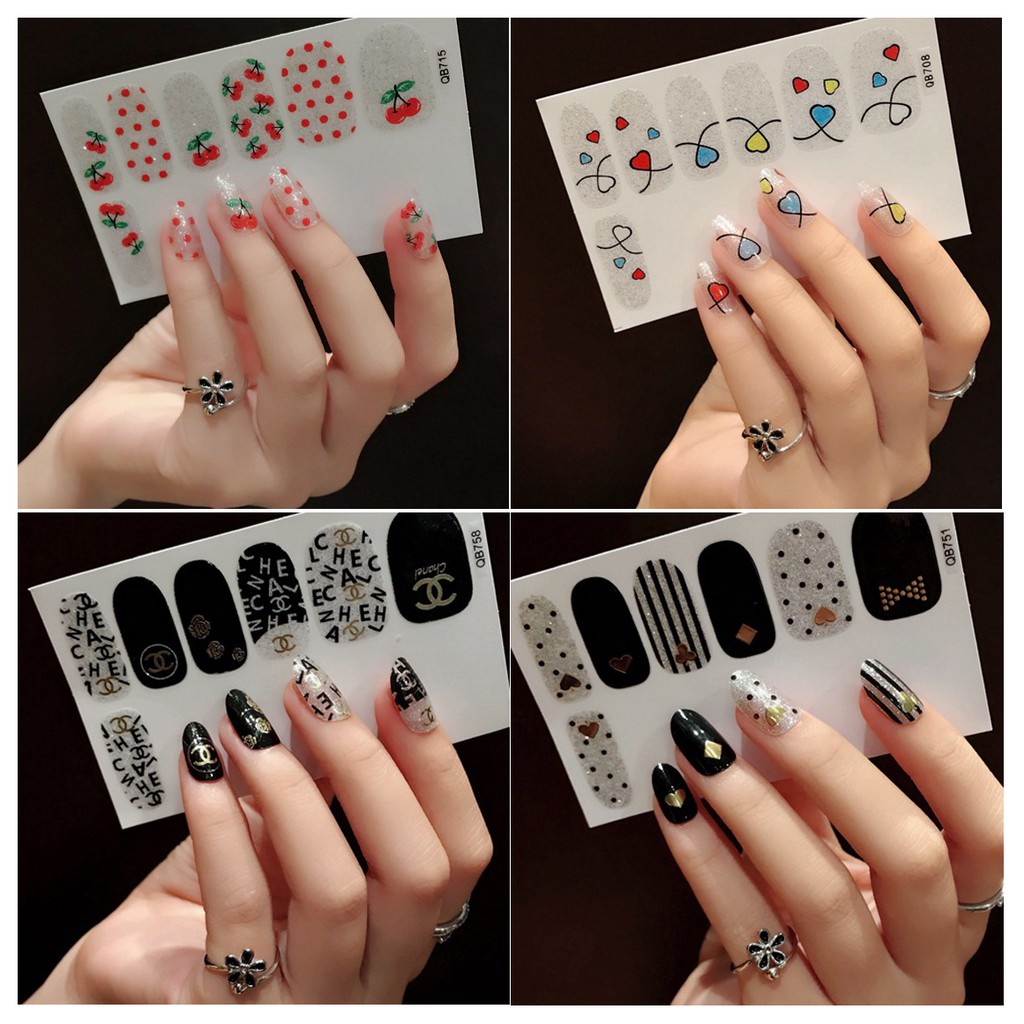 Decal dán full móng đính kim tuyến Koria