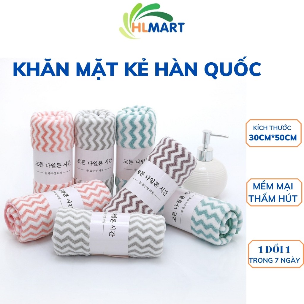 Khăn mặt Hàn Kẻ ,mềm mịn,thấm hút tốt kích thước 30*50cm