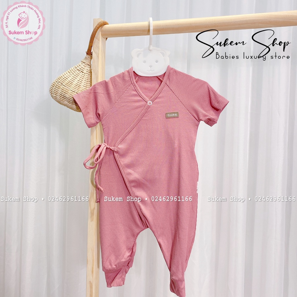 Body Cookie/Romper Cộc Tay Cookie Buộc Dây Chất Cotton Tăm Mềm Mại Xinh Xắn