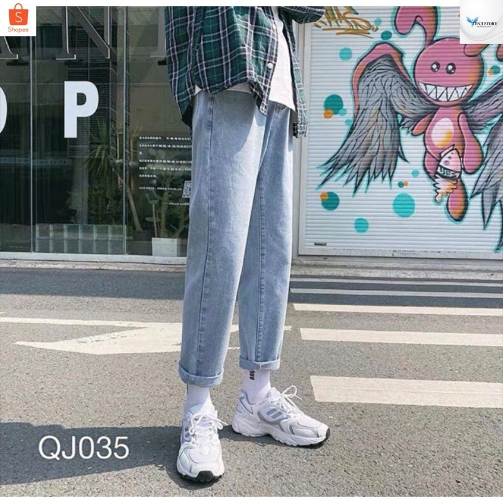 Quần Jean Nam TENJI STORE QJ035 Jean Nam Baggy Xanh Trơn Cao Cấp Trẻ Trung Phong Cách Cá Tính (44 - 70KG) | BigBuy360 - bigbuy360.vn