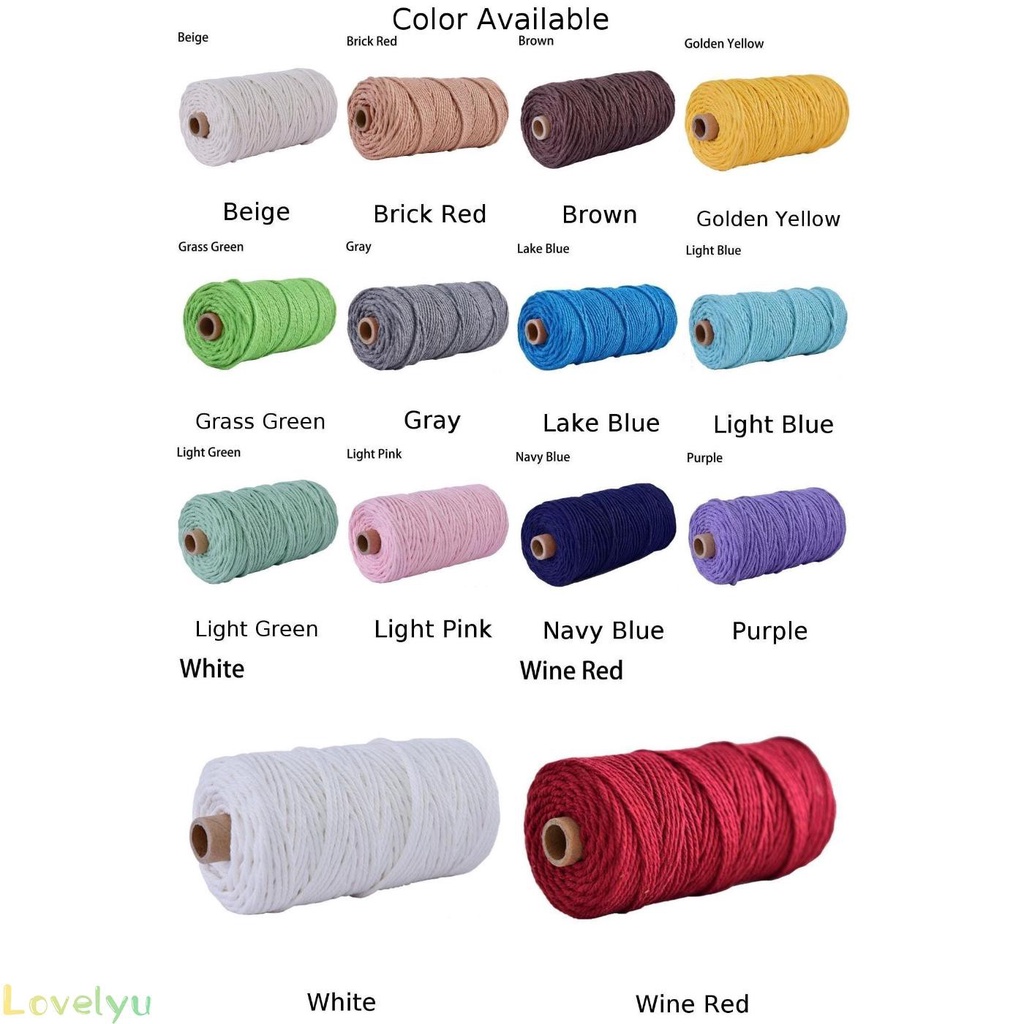 Rope Supply Cotton 100M 3mm Cord Hemp Making String Single Pipping Macrame Home 100m Woven 3mm*100m Coloured Rope