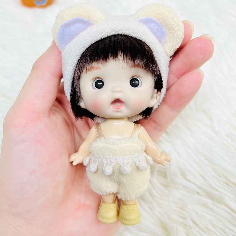 Búp Bê Đồ Chơi Mini 1 / 12 10CM Mắt Xanh Lam Trang Trí Dễ Thương