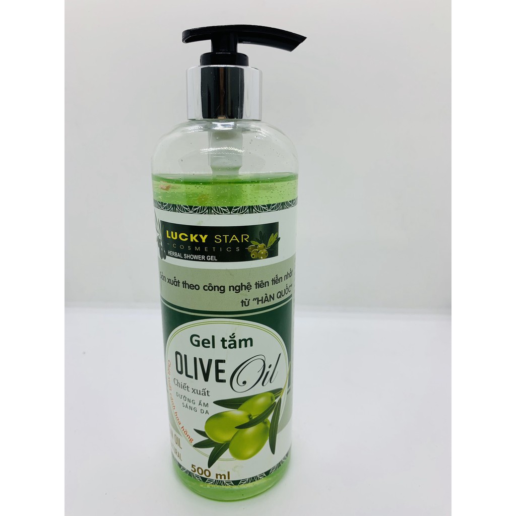 Hộp Quà tặng Combo Sữa tắm Olive Lucky Star 500ml + Sữa tắm Nước Hoa Lucky Star 500ml + Bông tắm