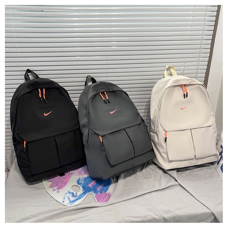 Ba Lô In Logo Nike Phối Dây Kéo Vải Canvas Chống Thấm Nước Ba Màu Tùy Chọn Cho Nam
