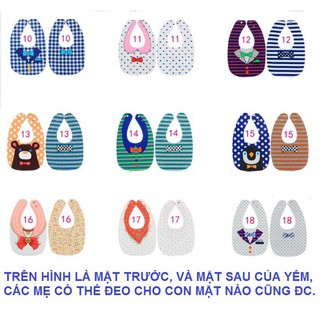 Yếm chống thấm 2 mặt, 2 cúc bấm cho bé.