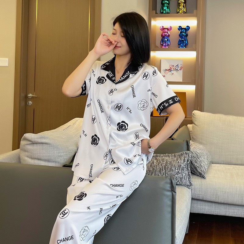 Đồ bộ ngủ Pyjama lụa tơ tay ngắn quần dài Change