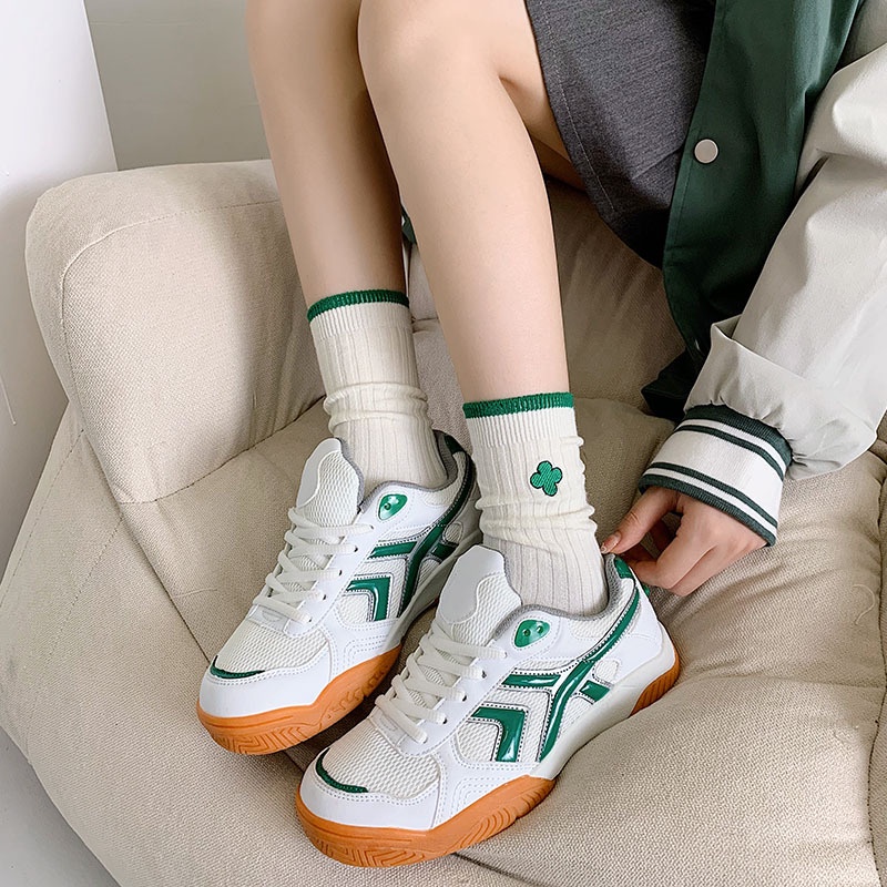 Tất lửng WAFNHA D516 thêu sọc xanh lá