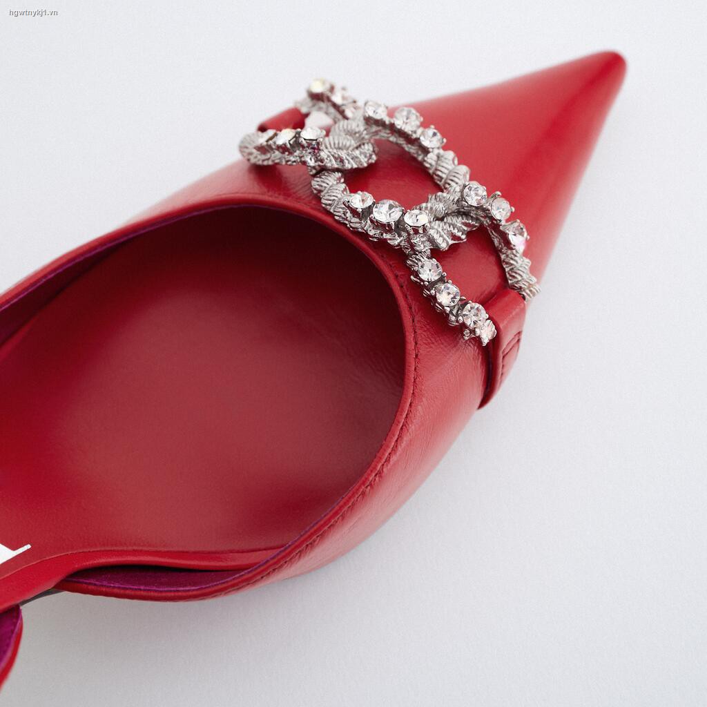 Giày cao gót nữ mũi nhọn đính đá thời trang mới