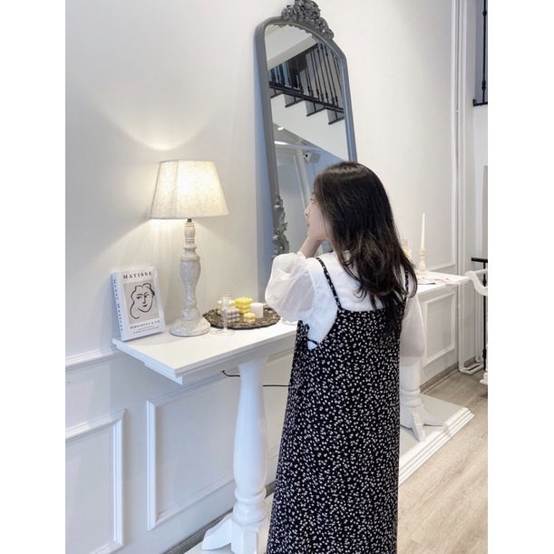 Váy Yếm nữ nhung hoa dáng suông Ma Vie