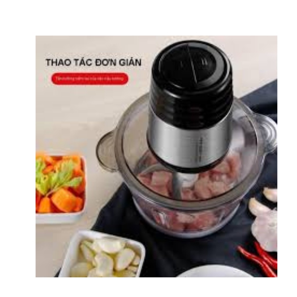 Máy xay thịt cối thủy tinh 2L cao cấp Ranbem, xay thịt chỉ bằng một nút ẩn DrbStore