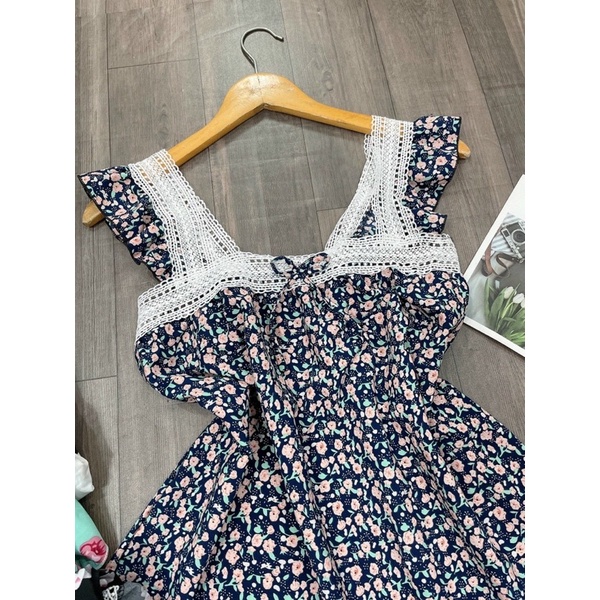 Đồ bộ mặc nhà lụa hàn tay cánh tiên phối ren dễ thương