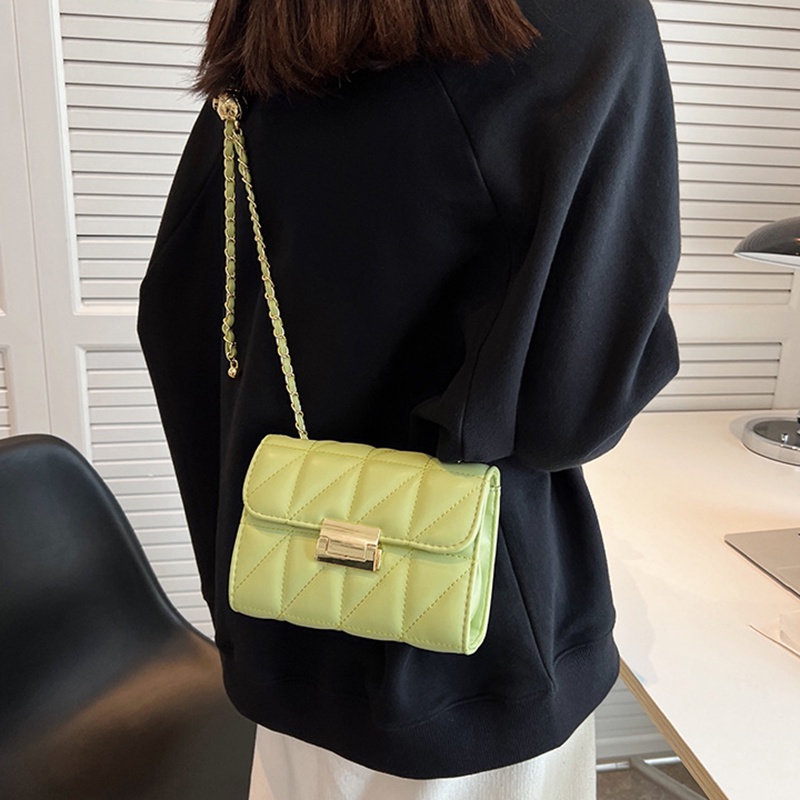 Túi đeo vai IELGY hình vuông size nhỏ họa tiết hình thoi phong cách Hàn Quốc thời trang cho nữ