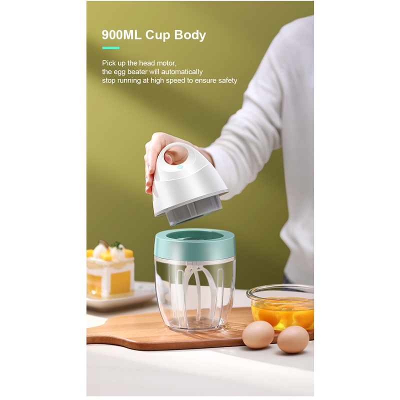 Máy Đánh Khuấy Kem Tự Động Không Dây Sạc USB Có Giá Đỡ