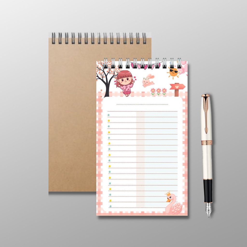 Sổ tay ghi chép từ vựng, lập kế hoạch lịch trình tiện lợi, có thể xé rời size 14.5x10cm màu hồng