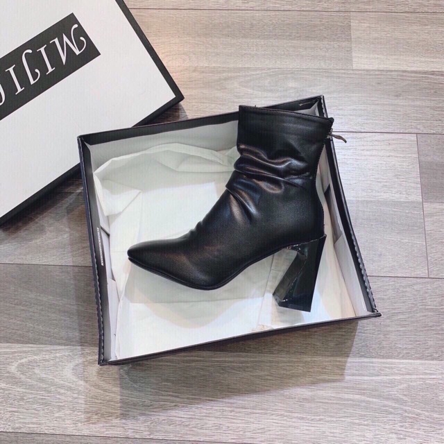 Boot nhăn cao gót 7p fullbox