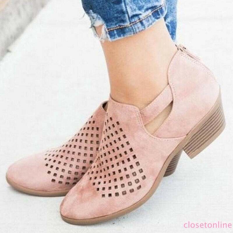 Giày bít mũi đục lỗ khóa kéo thời trang nữ tính | BigBuy360 - bigbuy360.vn