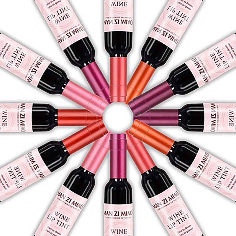 [Hàng mới về] Son môi dưỡng ẩm lâu phai thiết kế vỏ hình chai rượu vang với 6 màu son lựa chọn