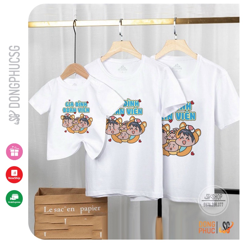 Áo thun đồng phục gia đình mẫu Tết nổi bật thun cotton dày dặn đủ size cho bé trai gái SGY322 DONGPHUCSG