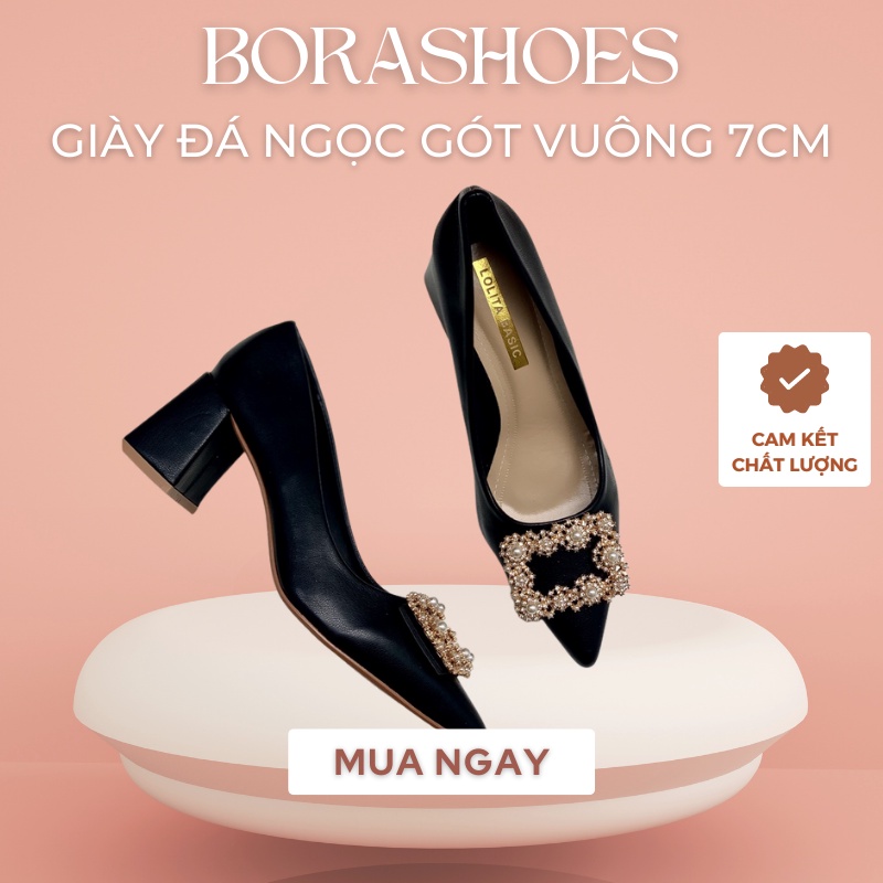 Giày ĐÁ NGỌC gót vuông 7cm