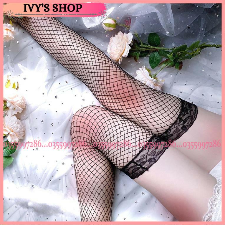 Tất lưới đùi đen, đỏ, trắng
