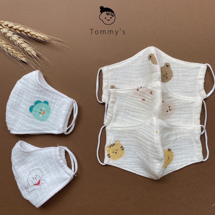 Khẩu Trang Xô Muslin Organic 2 Lớp Cao Cấp Cho Bé Mềm Mại An Toàn TOMMY HOUSE