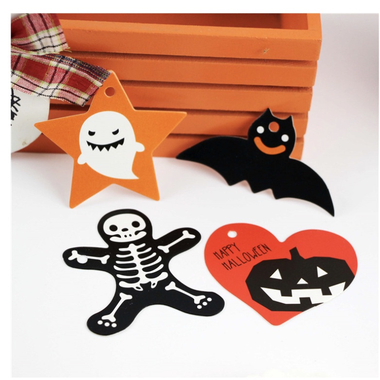 Set 10 tag gắn túi bánh, hộp bánh trang trí Halloween 5 loại