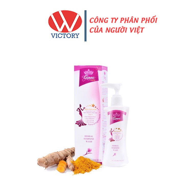 Gel Vệ Sinh Phụ Nữ Ginex Nano (Chai 100ml) - Chứa Tinh Chất Nghệ Giúp Ngăn Ngừa Viêm - Victory Pharmacy