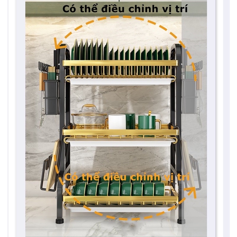 Kệ bát 3 tầng đa năng thông minh. Có khay hứng nước. Freeship