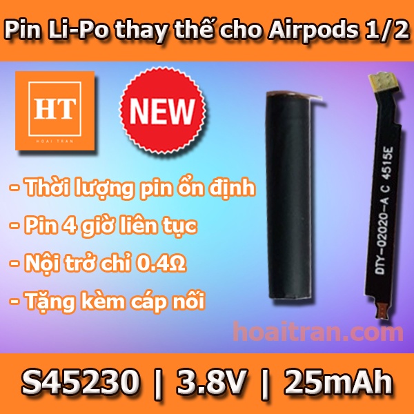 [HT Store] Pin thay thế cho tai nghe Bluetooth Apple Airpods 1/2 45230 - 25mAh