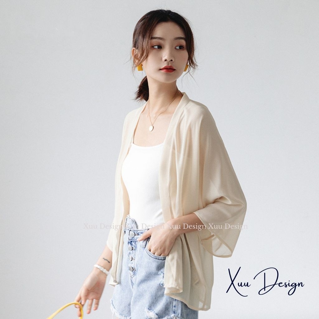 Áo cardigan voan mỏng, áo khoác ngoài cho nữ phong cách Hàn Quốc XU12