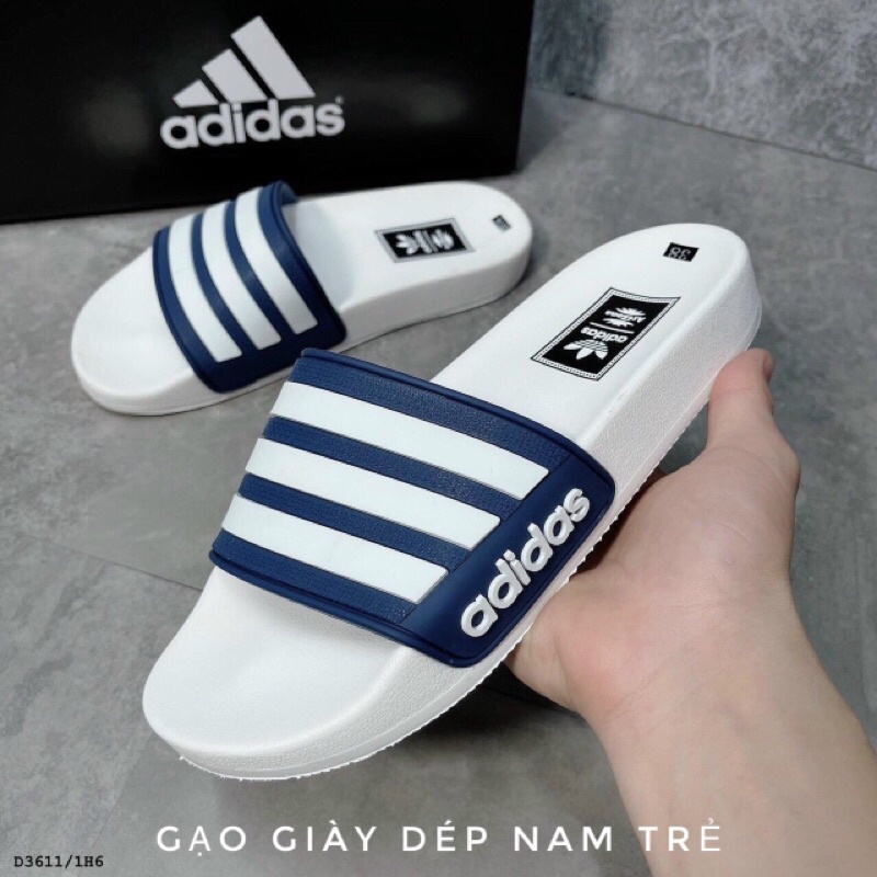 Dép nam adidas nam quai ngang đế cao su chữ hàng 11 . dép thể thao kèm hôp