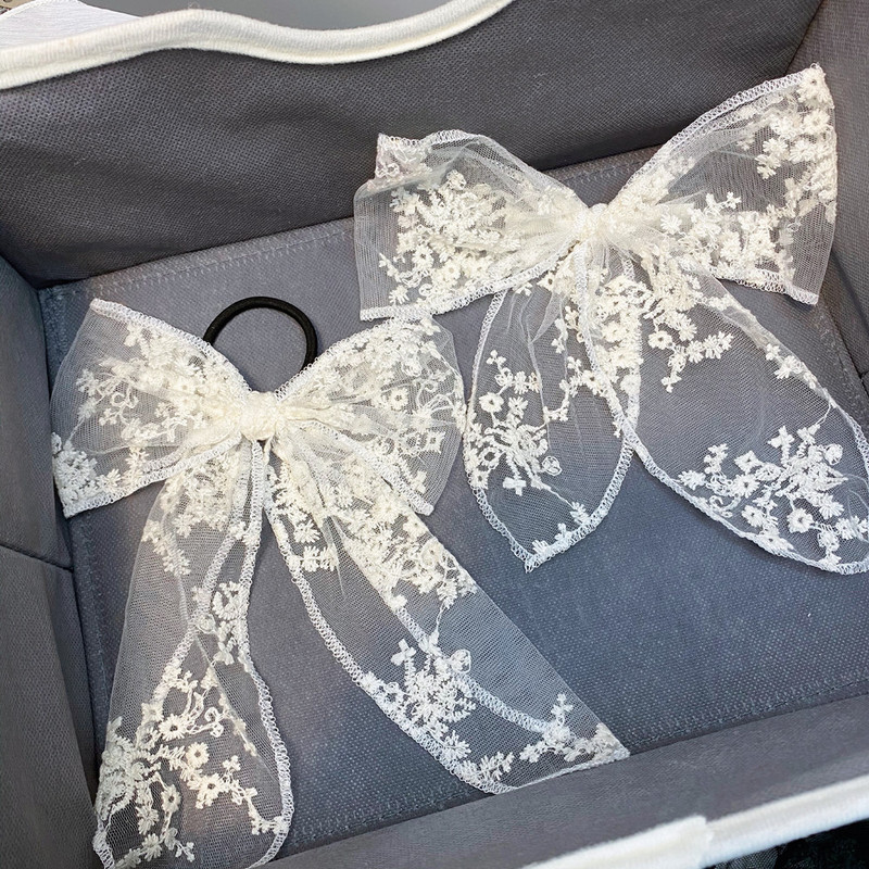 Kẹp Tóc Hình Nơ Phối Ren Thời Trang Cho Nữ